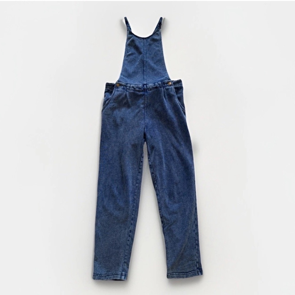 Z Supply Knit Overalls Sz M Denim Look Cotton Blend Womens Slouchy Soft Blue